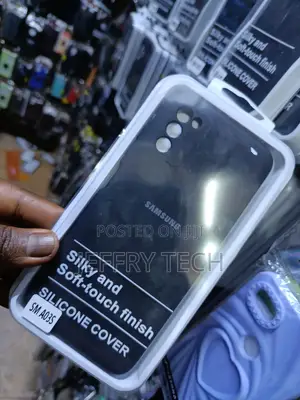 Black Samsung Silicone Cover Designed for the Samsung Galaxy A03s.