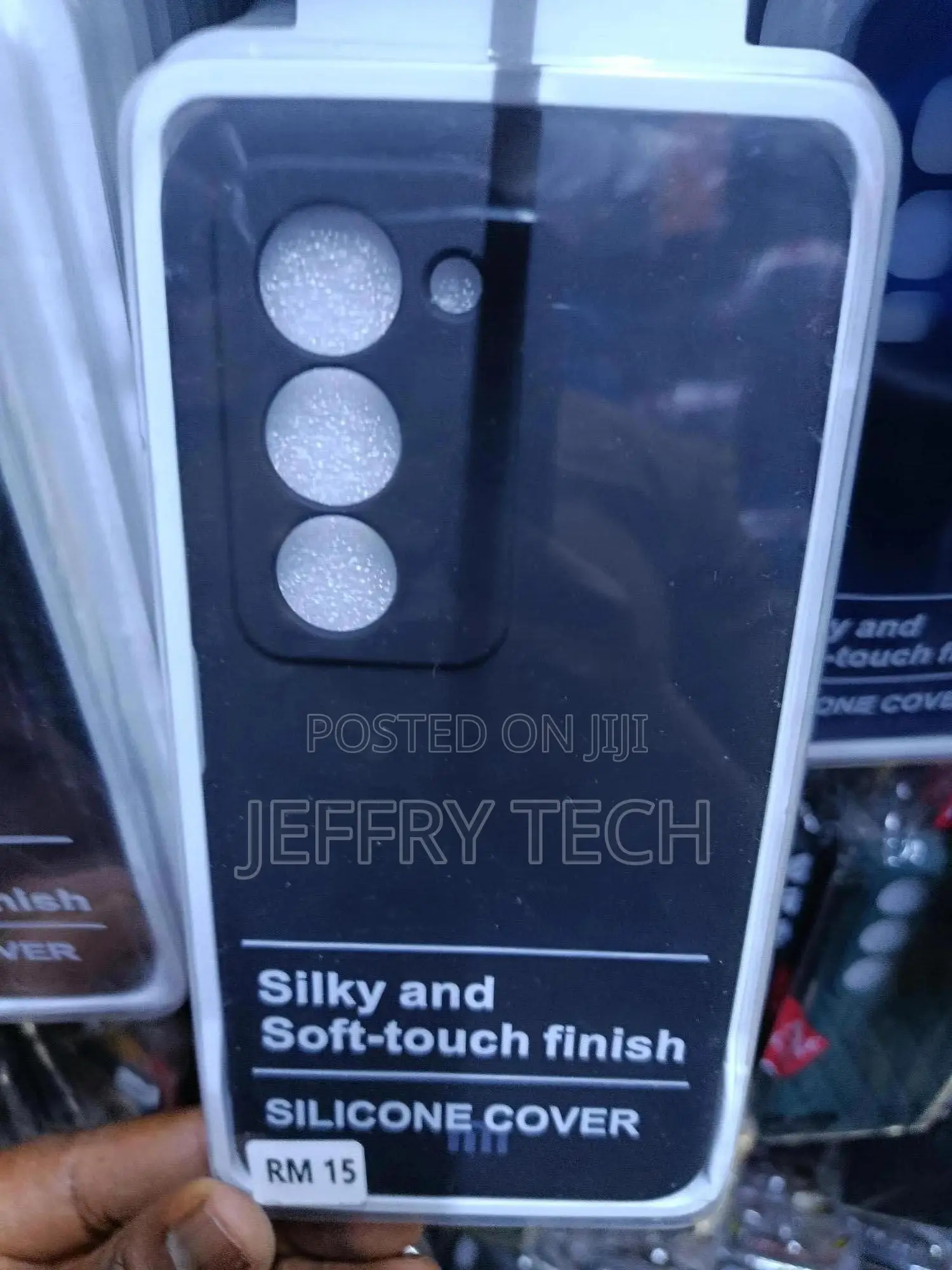 Black Silicone Mobile Phone Cover Featuring a Silky Soft-Touch Finish.
