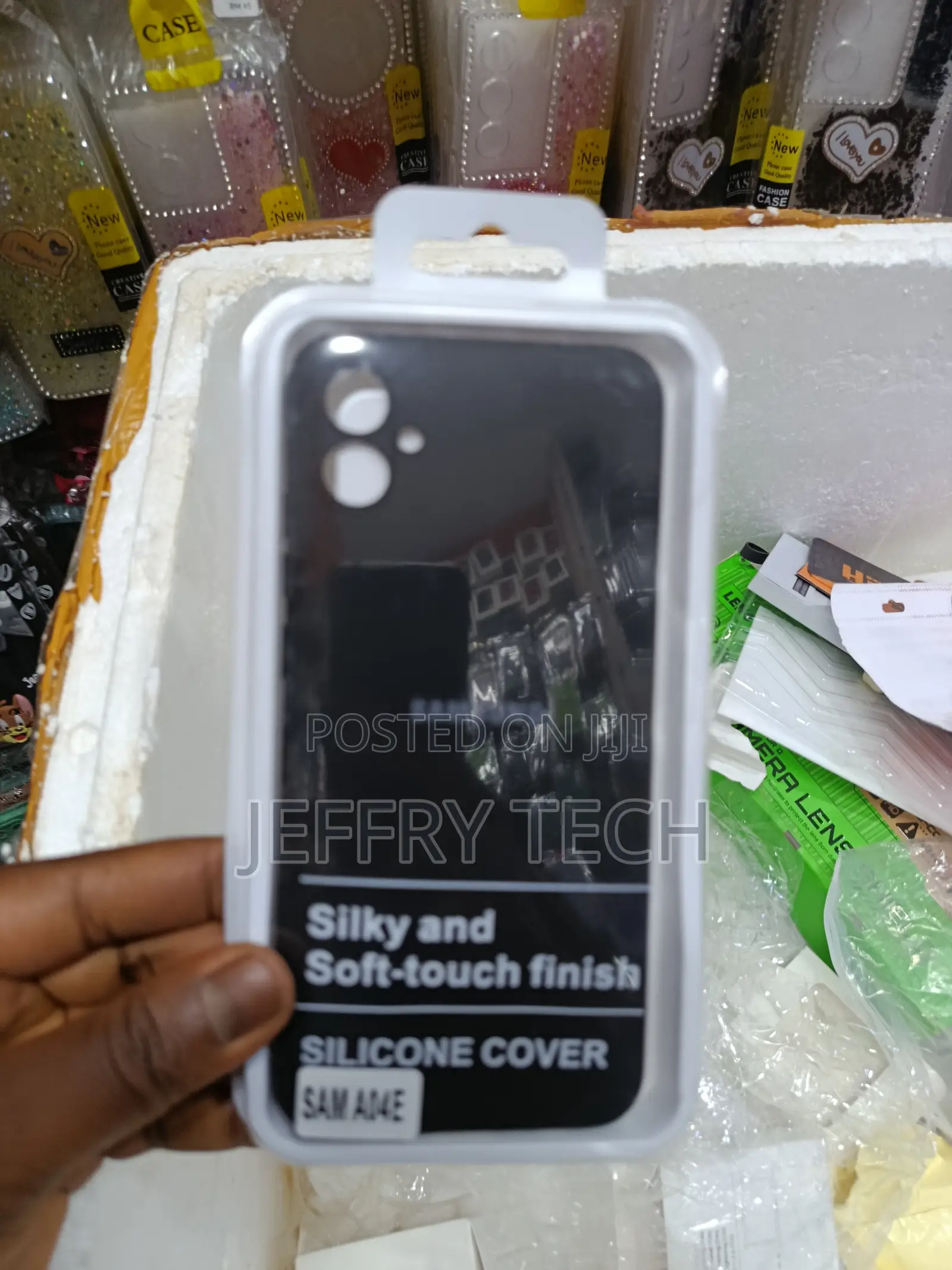 Black Silicone Cover Case for Samsung Galaxy A04e Smartphone.