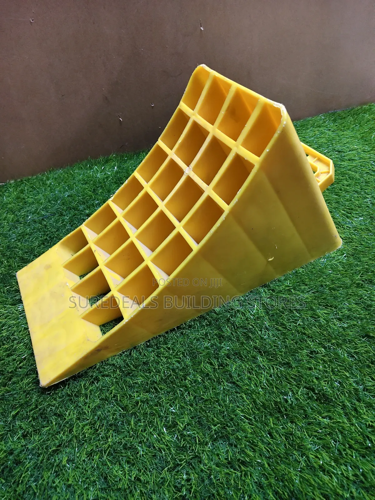 Yellow Plastic Wheel Chock With Handle