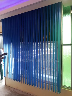 Classic Blue Vertical Blinds | Timeless Style for Home or Office.
