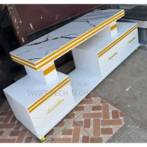Executive Tv Stand With Marble Coating and Light