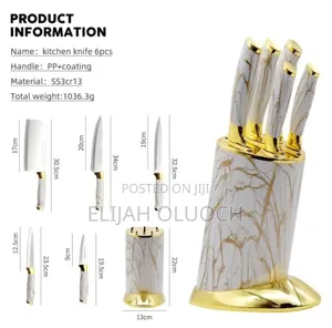 6pcs Kitchen Knife Sets With Round Stand and Gold Base Available