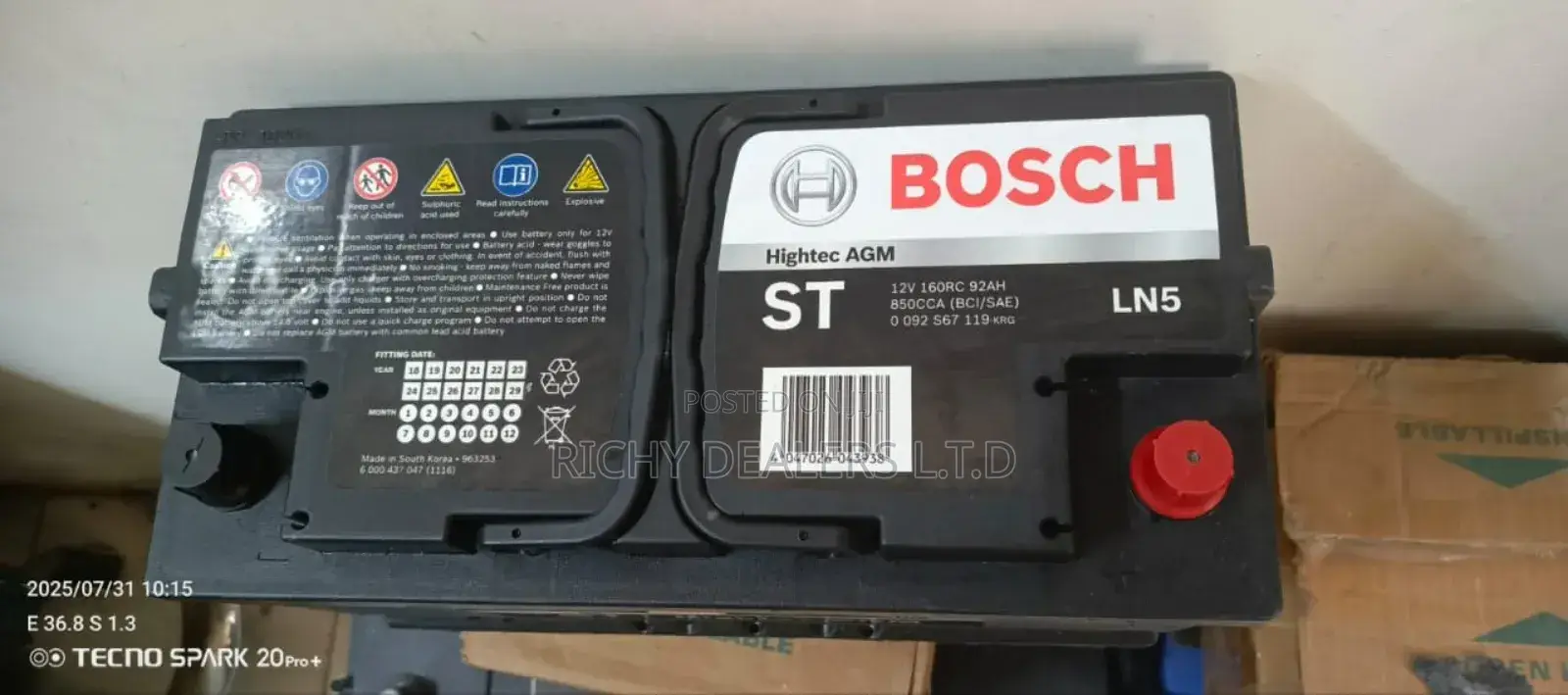 Bosch 12v 92ah Agm Car Battery
