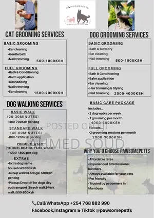 For Pets Services (Boarding, Grooming, Transport Walking)