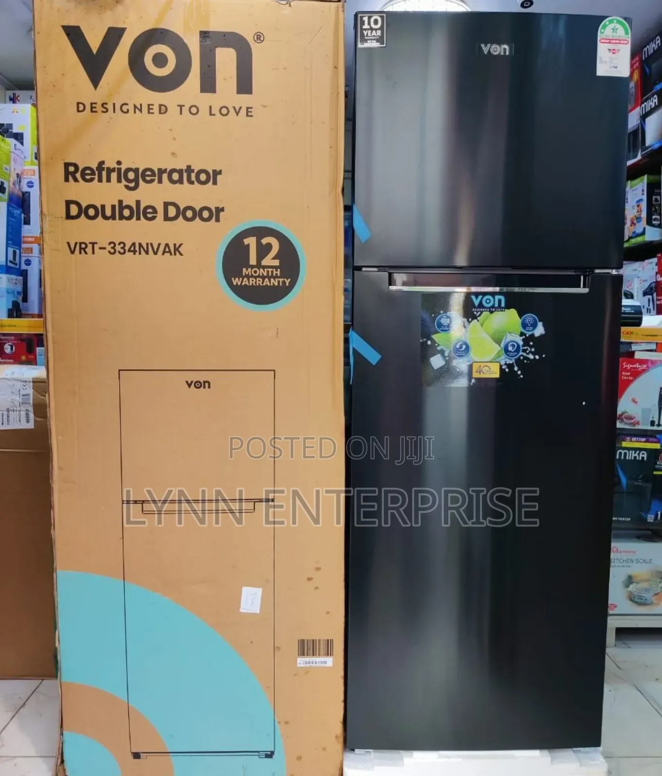 *Von Fridge Double Door 334litres No Frost