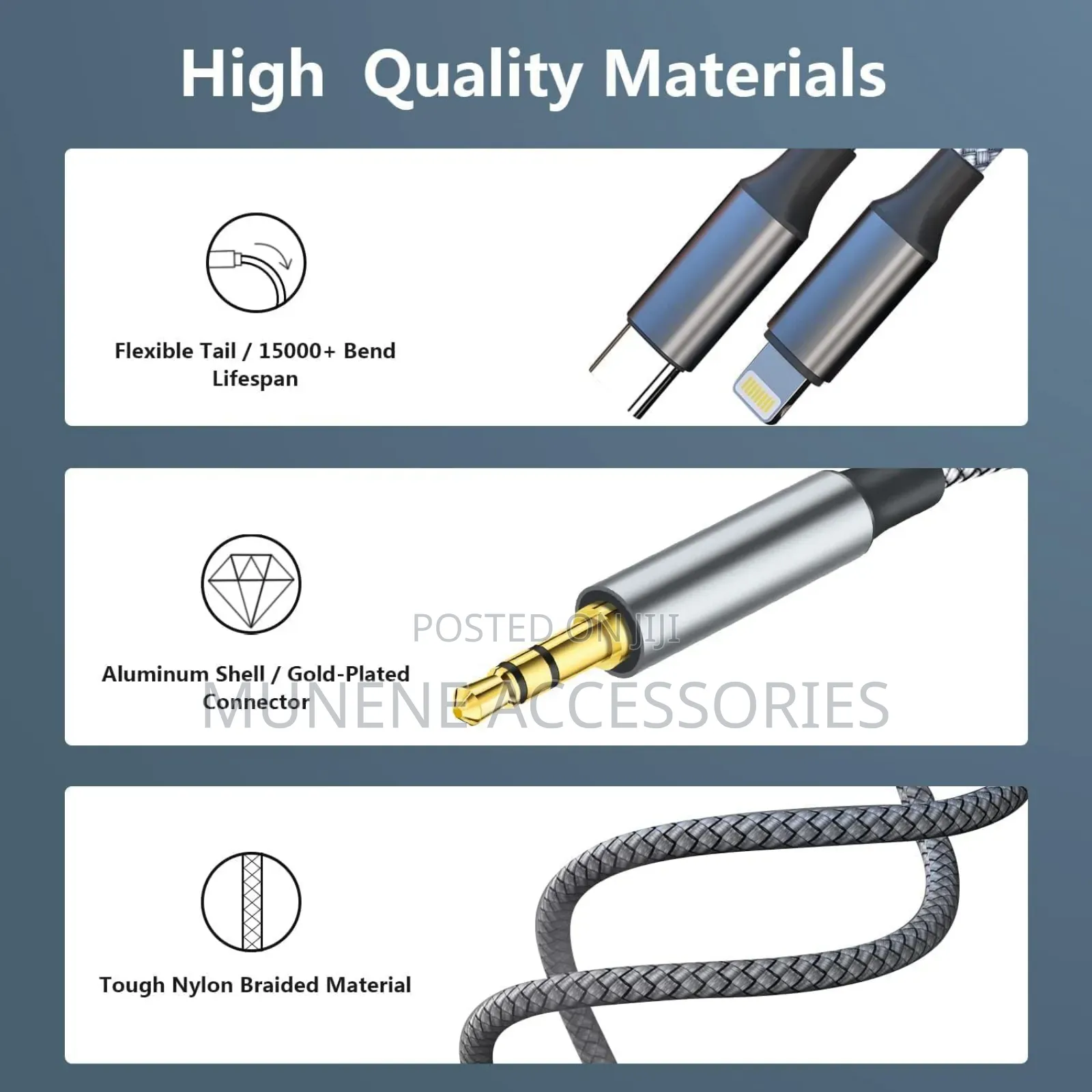 2-in-1 Aux Audio Cable Usb C to 3.5mm Aux Lightning to Audio Cable