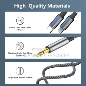 2-in-1 Aux Audio Cable Usb C to 3.5mm Aux Lightning to Audio Cable