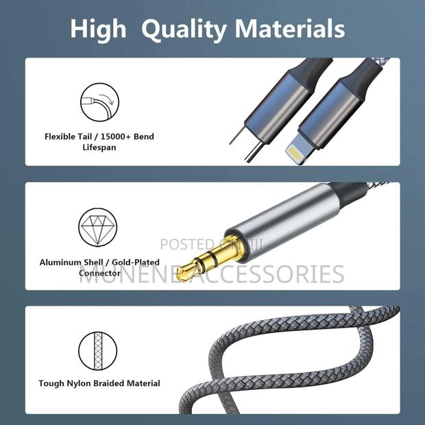2-in-1 Aux Audio Cable Usb C to 3.5mm Aux Lightning to Audio Cable - thumbnail 2