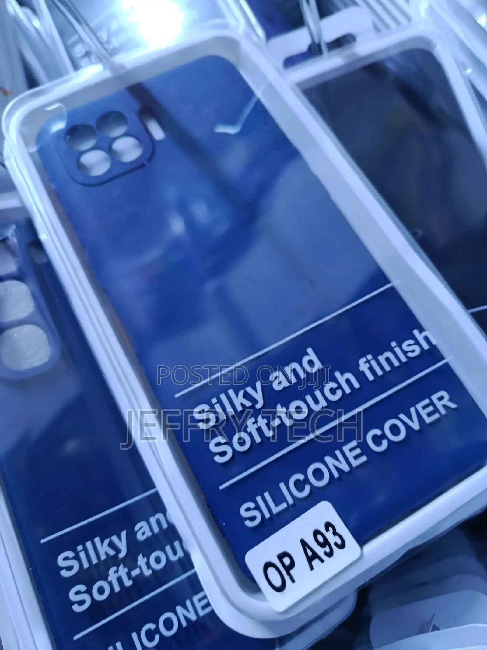Blue Silicone Back Cover for Oppo A93 Smartphone.