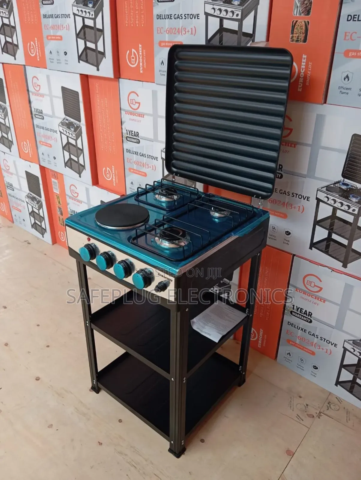 Eurochef 3 Gas + 1 Electric Standing Cooker – With Shelves