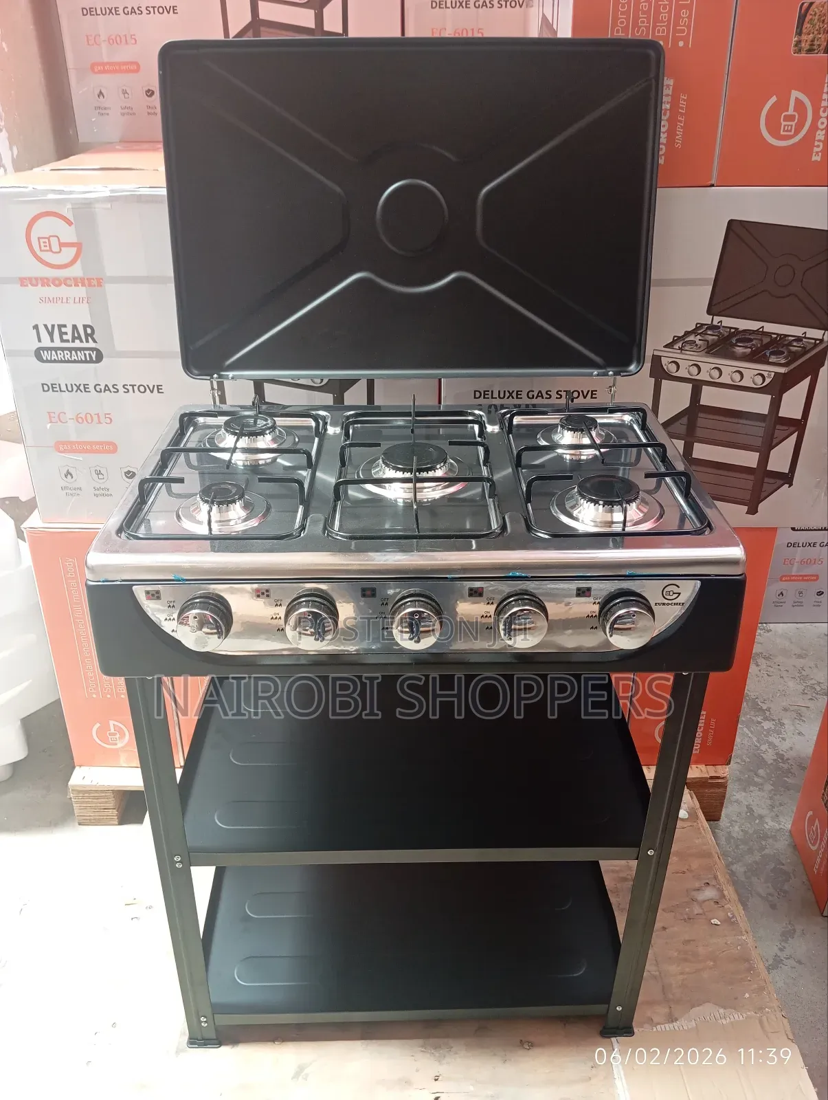 5 Burner Gas Cooker With Electric Plate