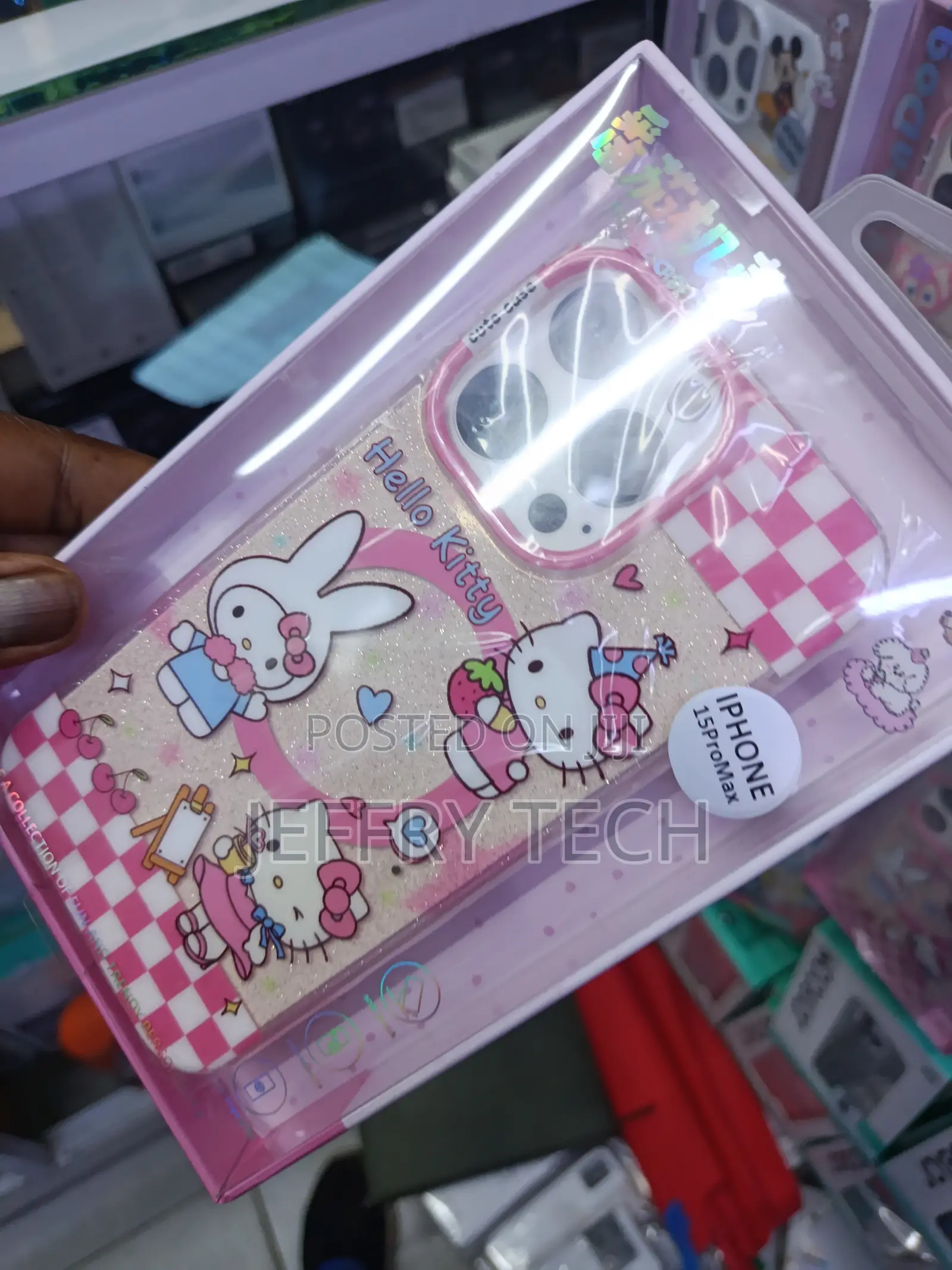 Hello Kitty Cartoon Transparent Glitter Protective Case.