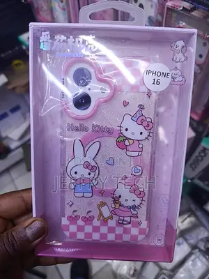 Hello Kitty Themed Glitter Protective Phone Case for iPhone 16.