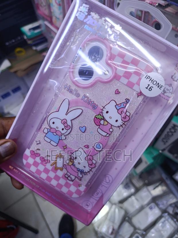 Hello Kitty Themed Glitter Protective Phone Case for iPhone 16. - thumbnail 2