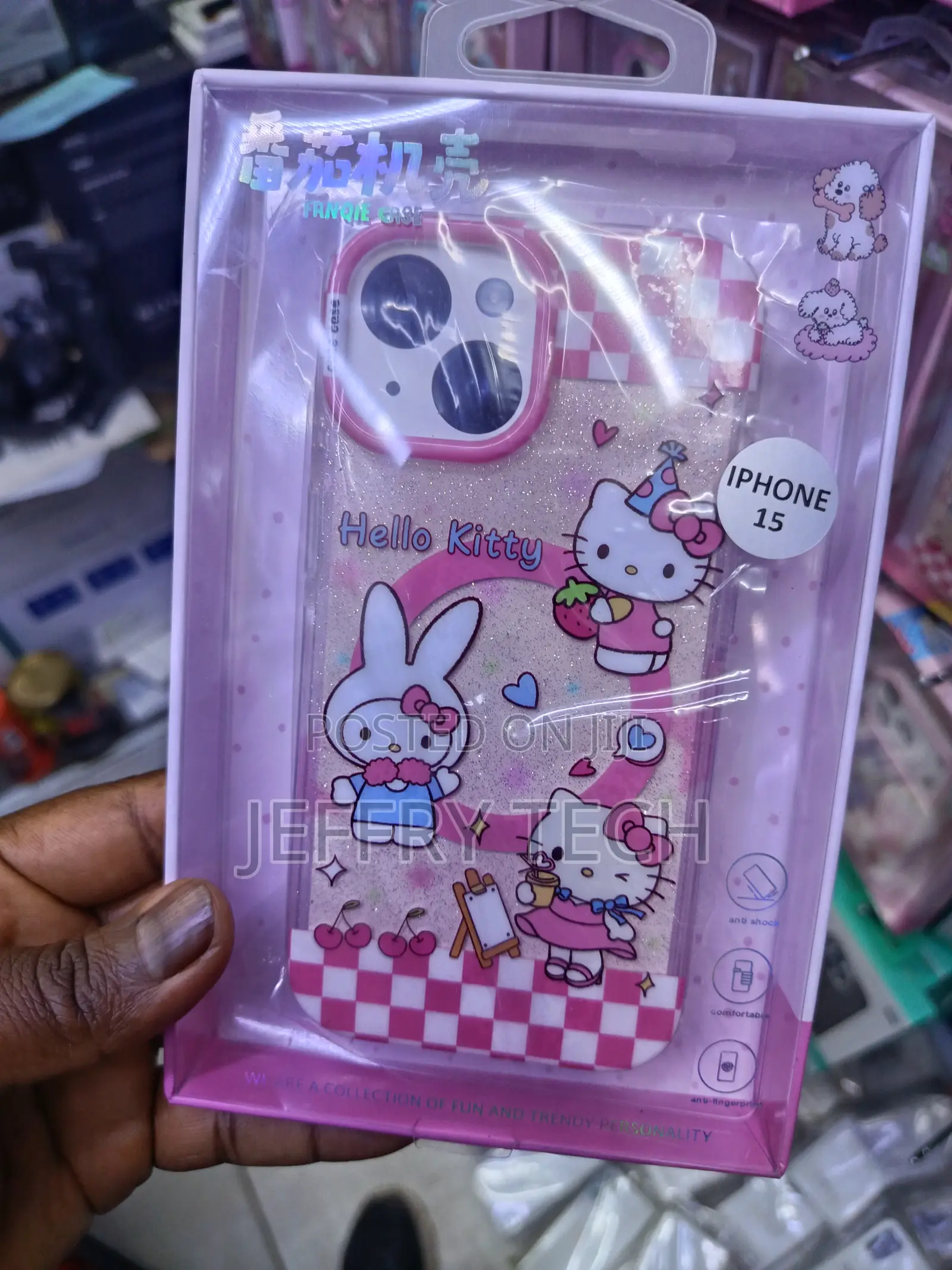 Hello Kitty Themed Glitter Case Designed for the Apple iPhone 15.