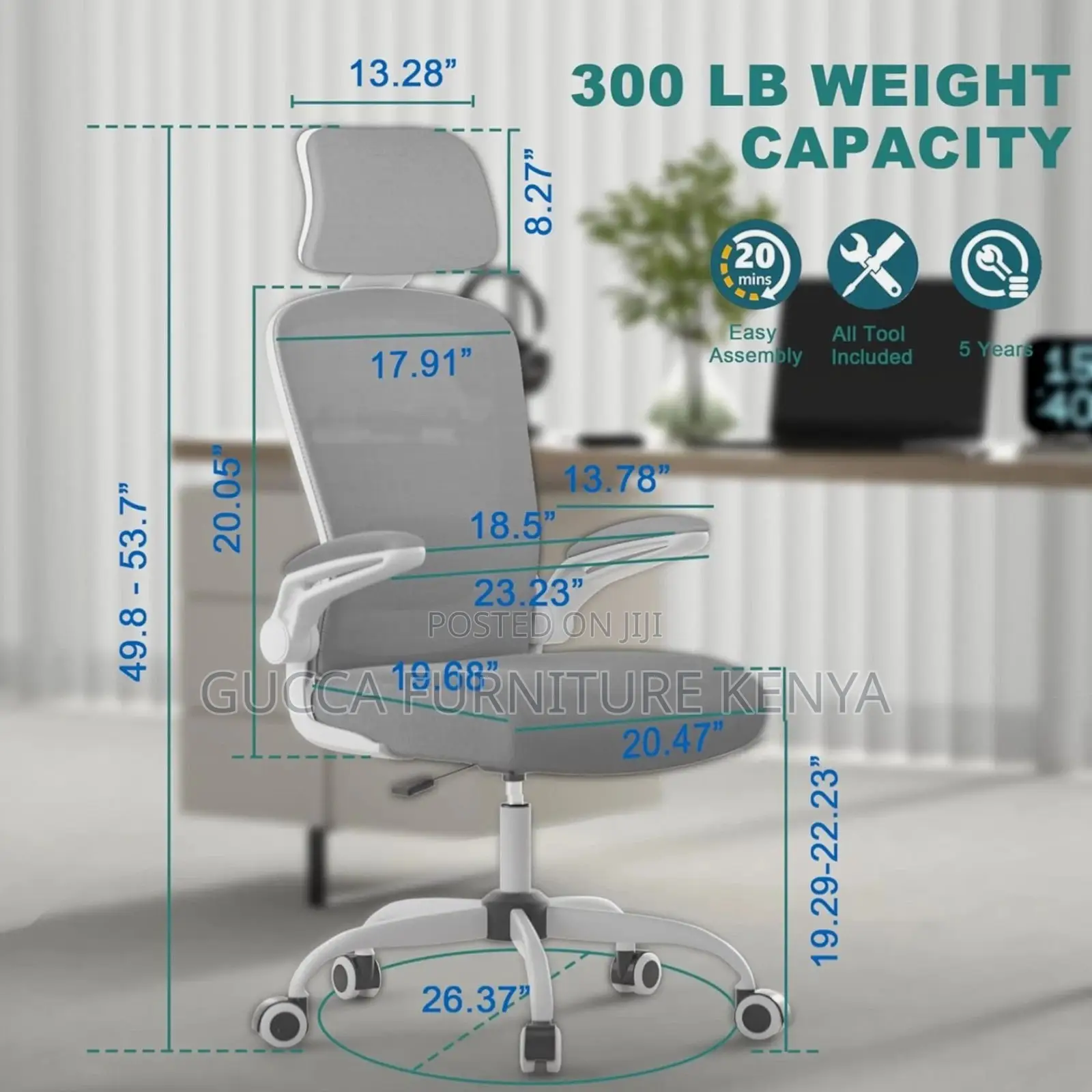 White Ergonomic Seat With Lumbar Support