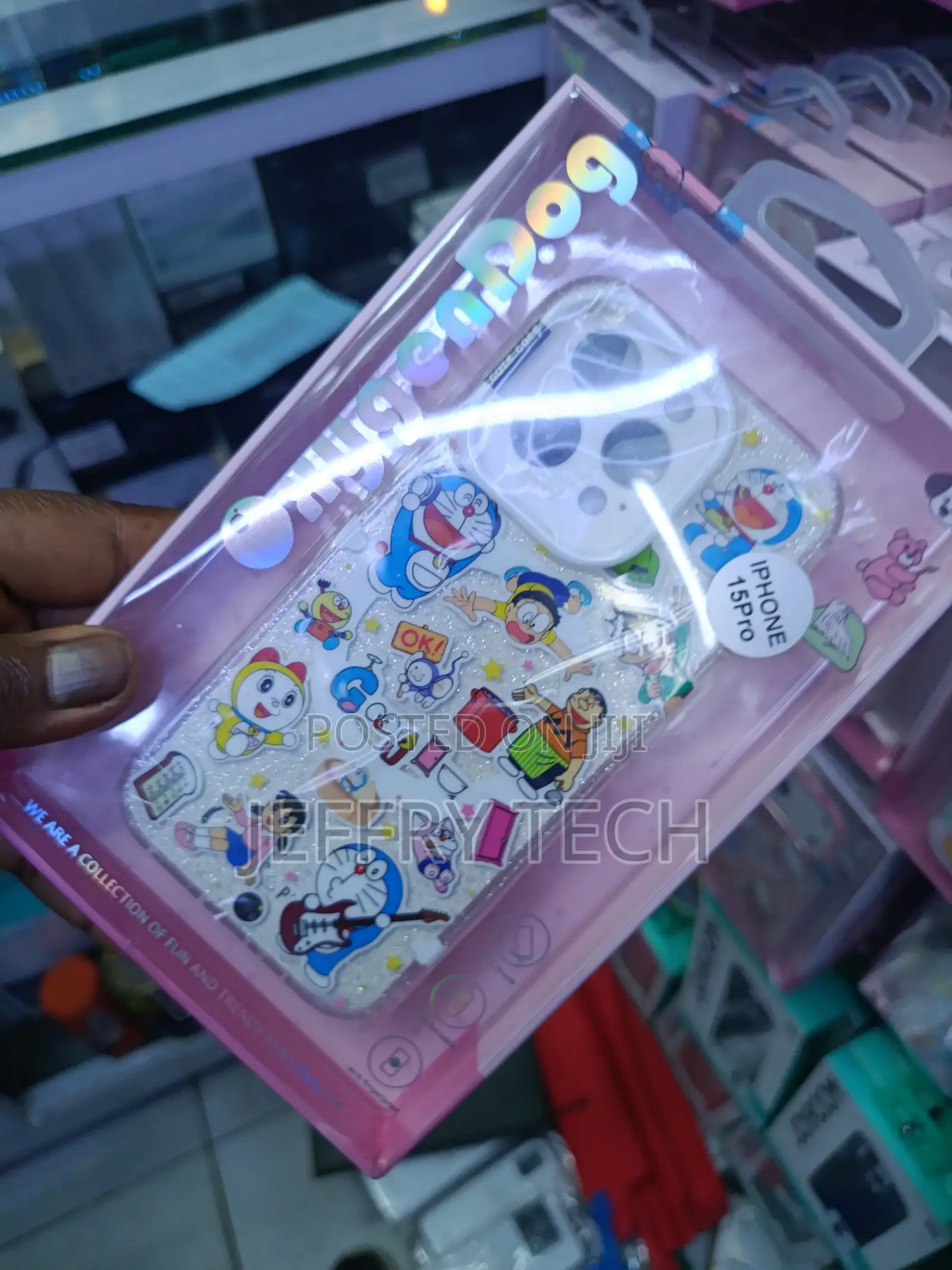 Doraemon Themed Glitter Phone Case Designed for the iPhone 15 Pro.