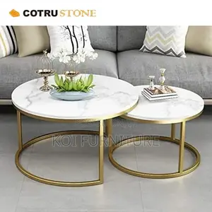 Coffe Table; Marble Paired Home Office Coffee Table