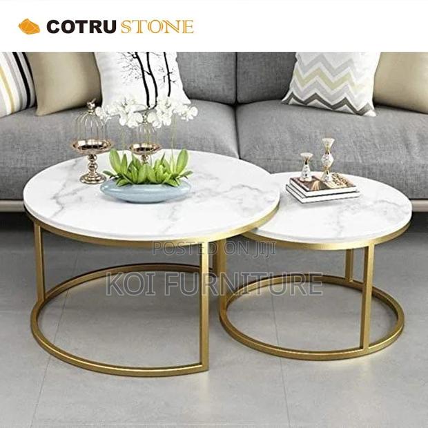 Coffe Table; Marble Paired Home Office Coffee Table - thumbnail 4