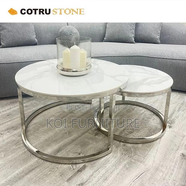 Coffe Table; Marble Paired Home Office Coffee Table - thumbnail 5