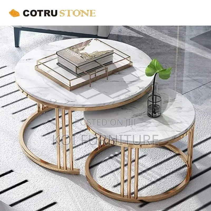 Coffe Table; Marble Paired Home Office Coffee Table