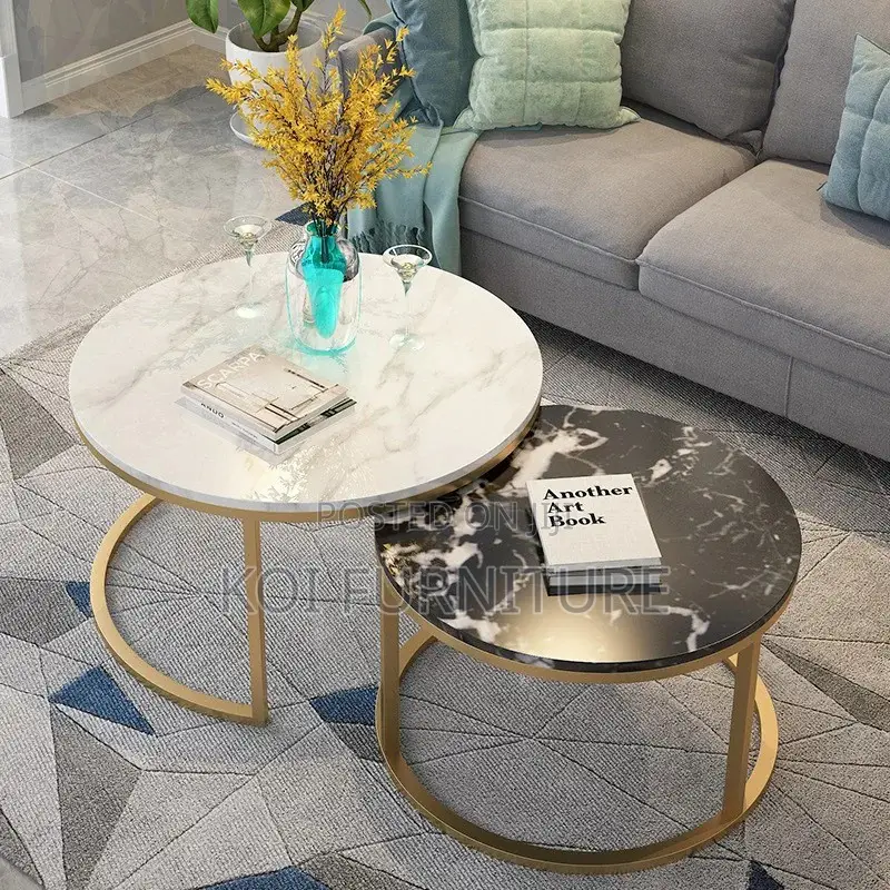 Coffe Table; Marble Paired Home Office Coffee Table