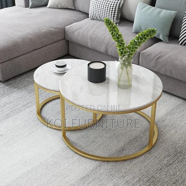 Coffe Table; Marble Paired Home Office Coffee Table - thumbnail 9
