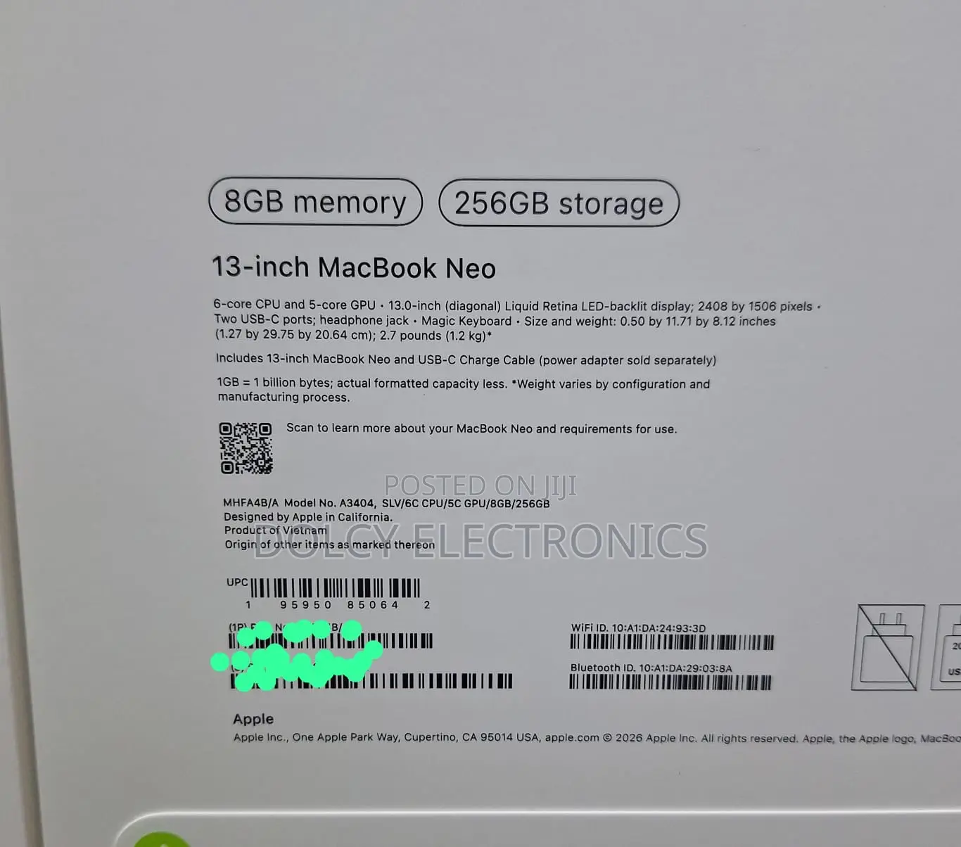 New Laptop Apple MacBook Neo 2026 8GB SSD 256GB