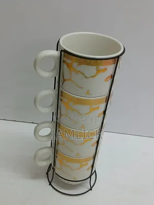 Creative Space Saver Coffee Cups With Stackable Stand - Bz
