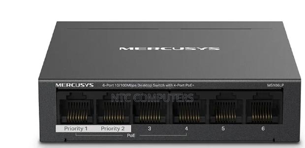Mercusys 6 Port 10/100mbps Desktop Switch With 4-Port Poe+ -Tl-Ms106lp