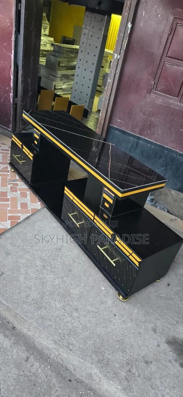 Executive Tv Stand With Marble Coating and Light