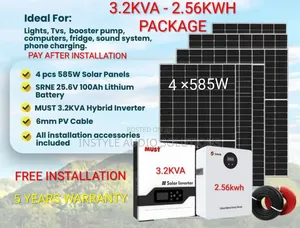 3.2kva - 2.56kwh (100ah) Lithium Home Offgrid System - (4)585w Solar