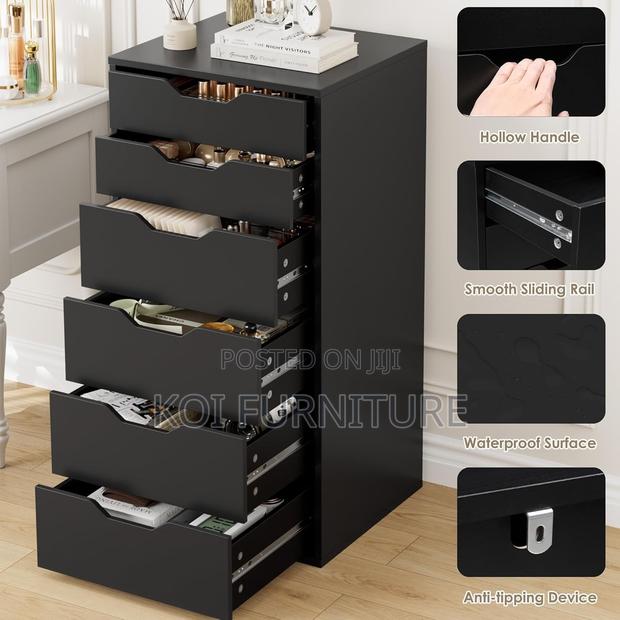 Storage Units; Solid Wooden Construced Chest of 6 Drawers Cabinet - thumbnail 2