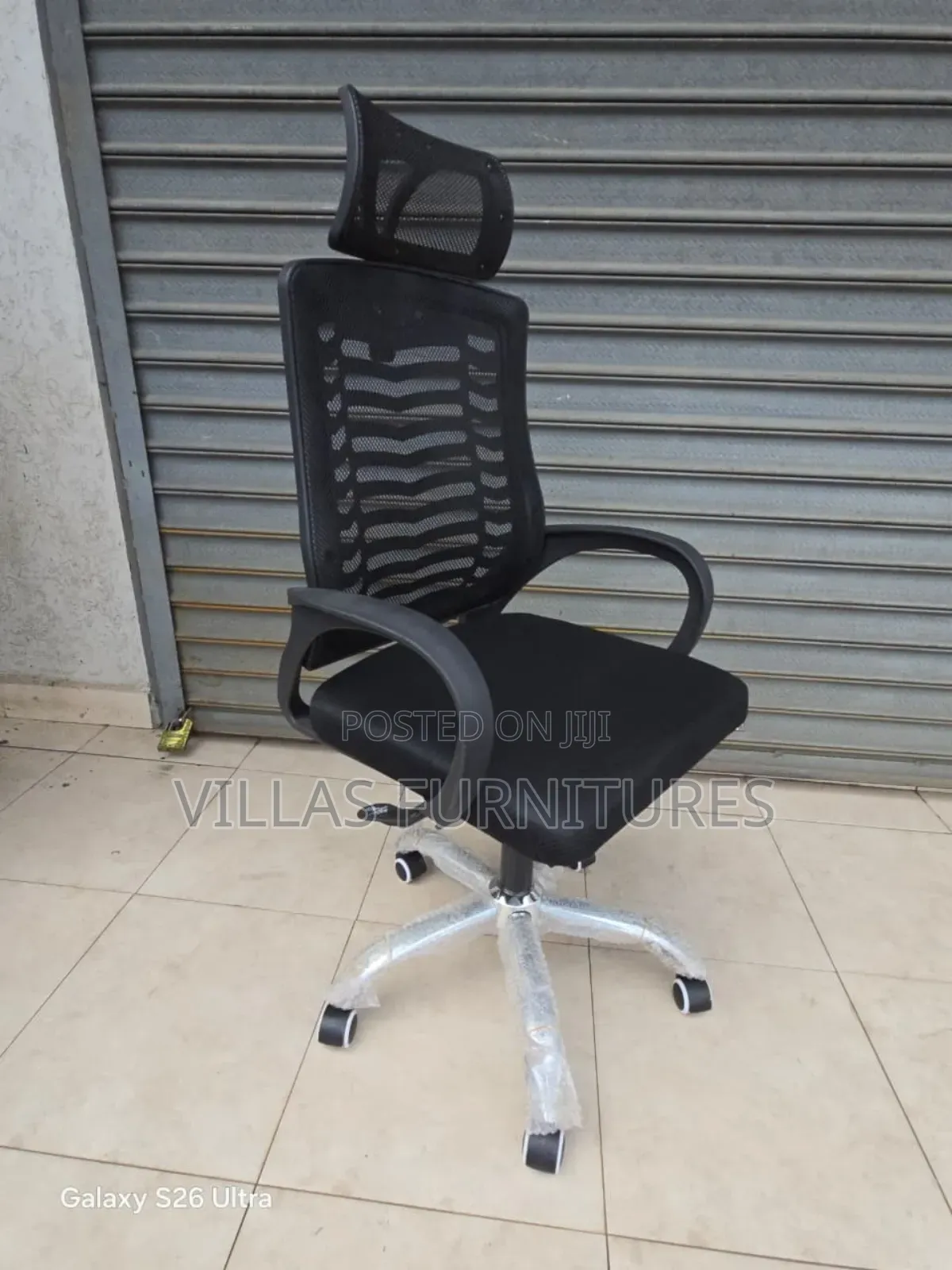 Sleek Secretarial Mesh Chair/Headrest Support