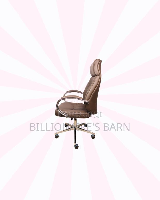 Brown Executive Leather Office Chair High Back Chrome Base Adjustable - thumbnail 2