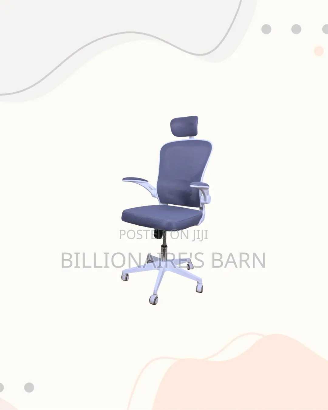 White Ergonomic Office Chair Flip Up Arms Adjustable Headrest Seating