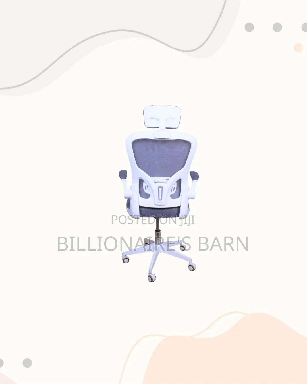 White Ergonomic Office Chair Flip Up Arms Adjustable Headrest Seating