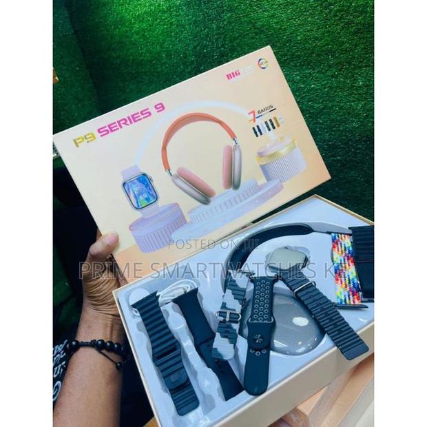 New P9 Series 9 Smart Watch |1 Smart Watch 7 Straps + P9 Bt Headphones