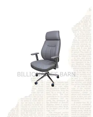 Grey Executive Leather Office Chair High Back Chrome Base Solution