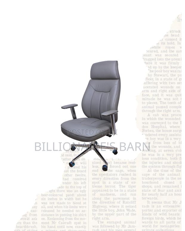 Grey Executive Leather Office Chair High Back Chrome Base Solution - thumbnail 2