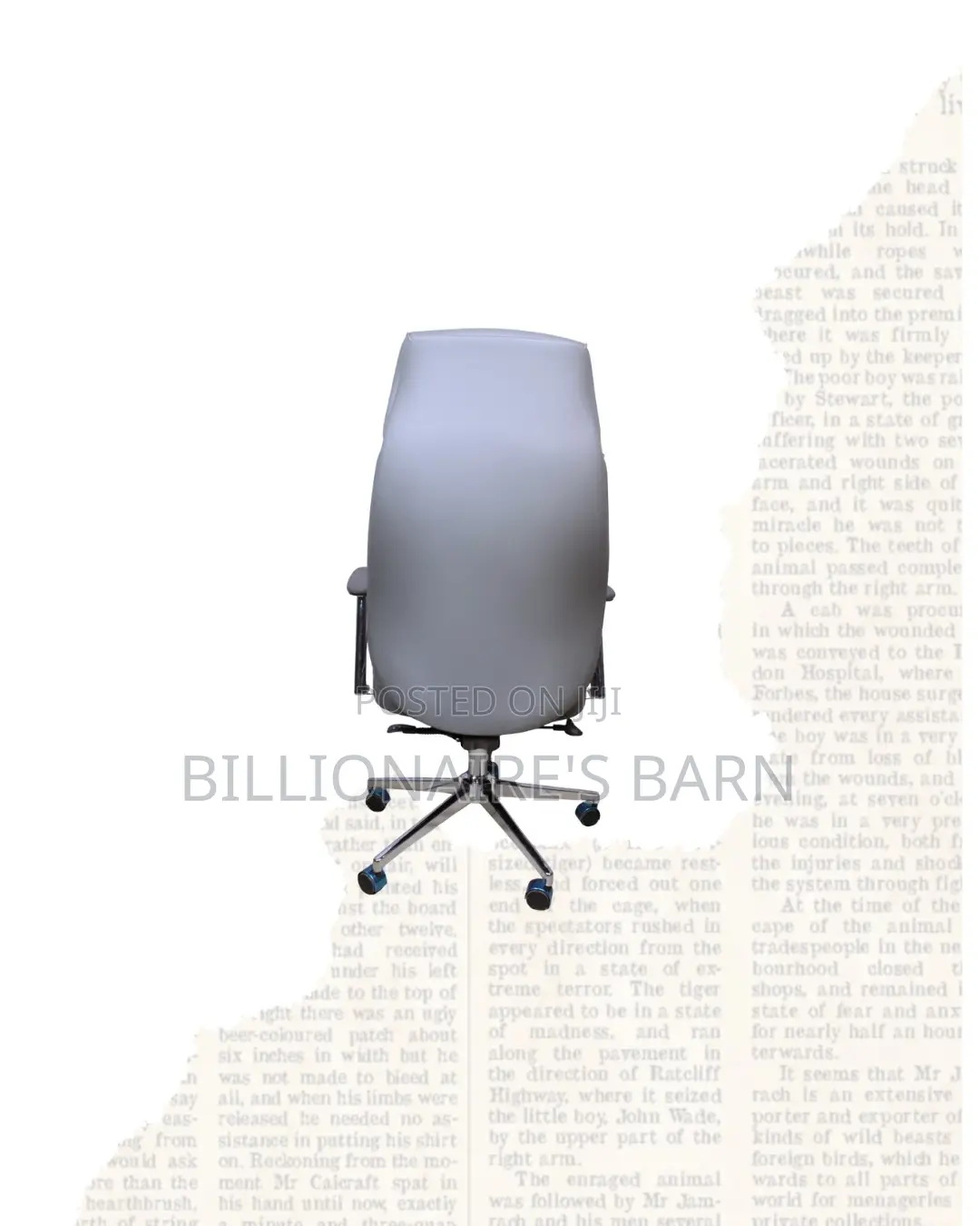 Grey Executive Leather Office Chair High Back Chrome Base Solution