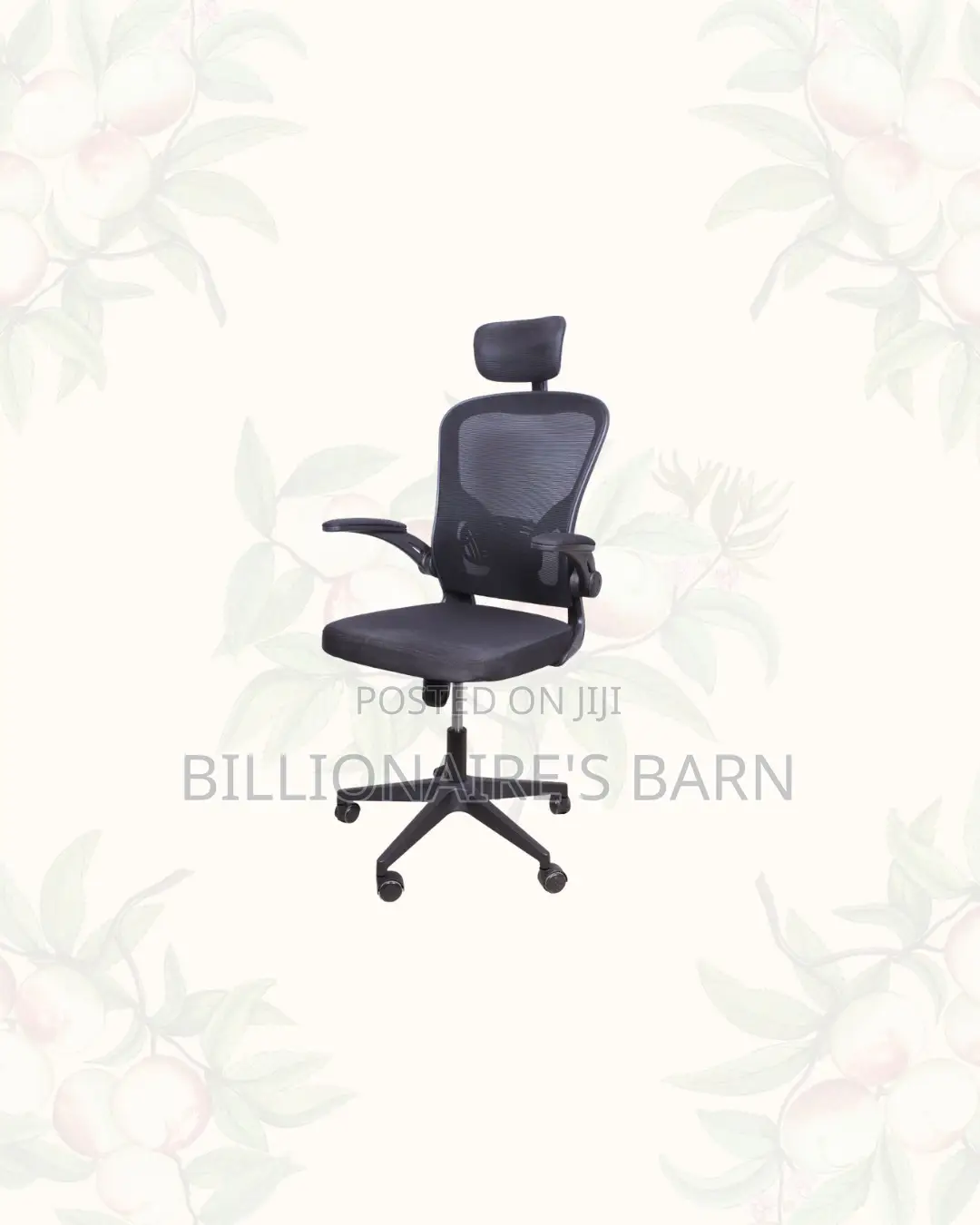 Grey Ergonomic Office Chair Flip Up Arms Adjustable Headrest Solution