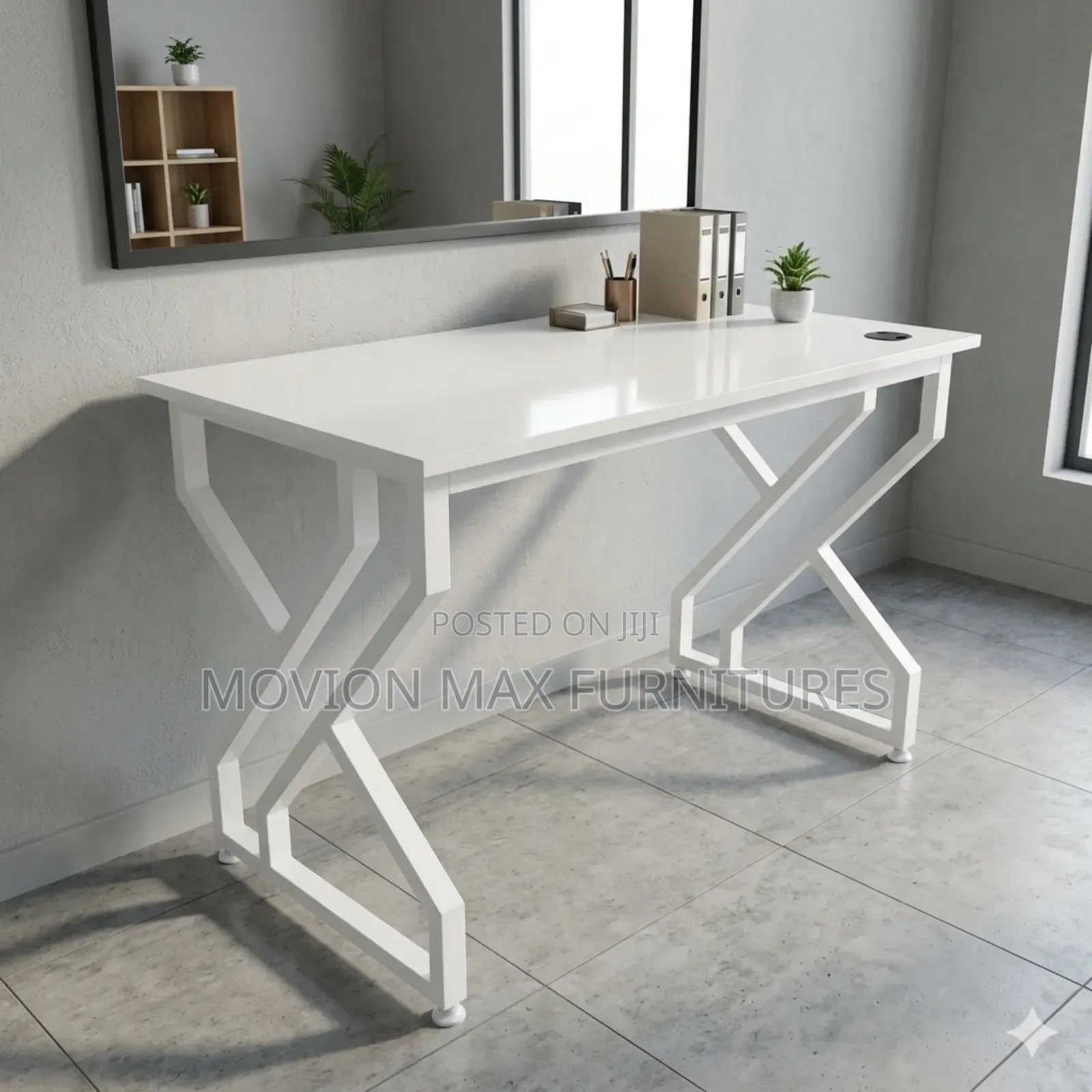 White Metallic Executive Table