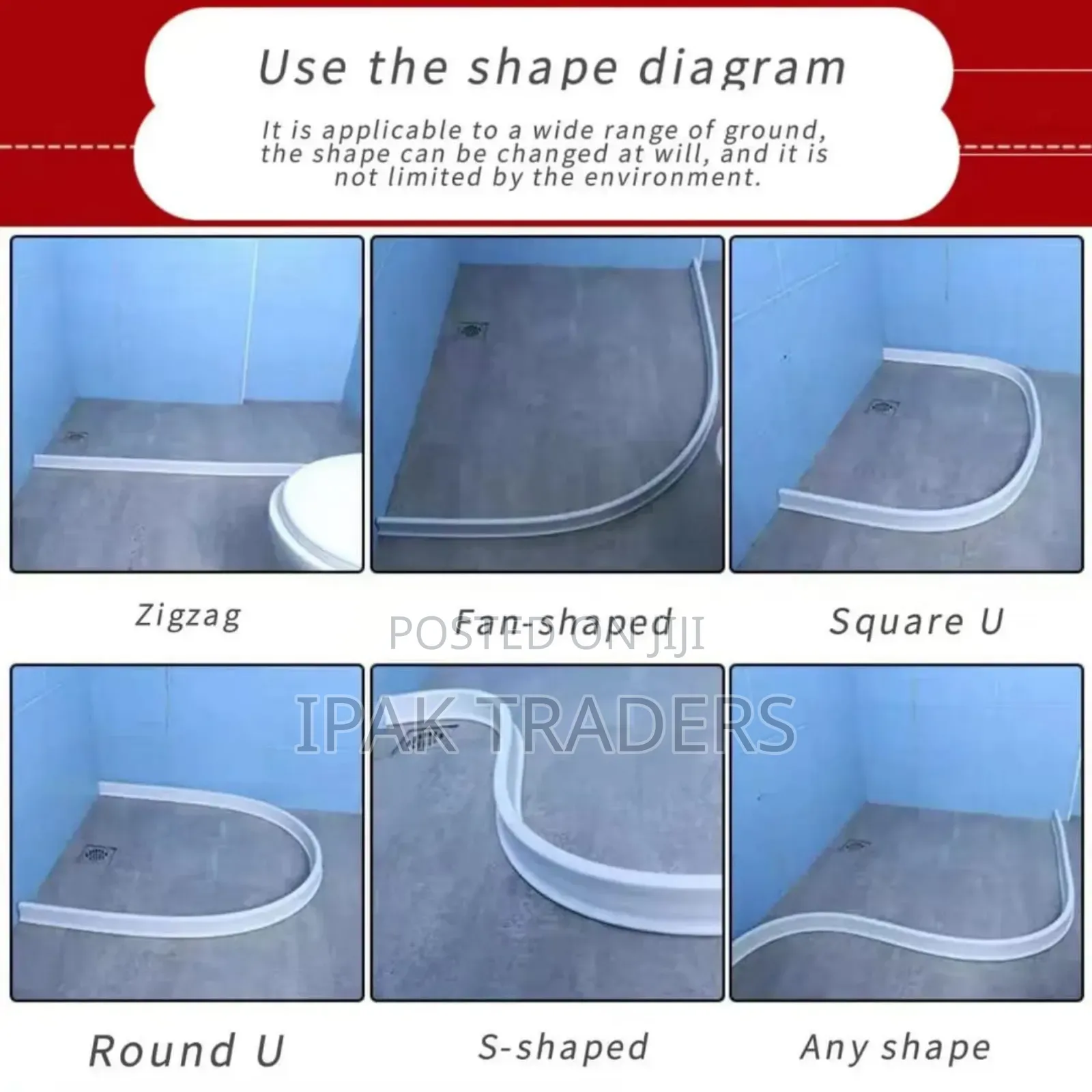 Hard Quality Bathroom Water Barrier/Stopper
 Per Metre