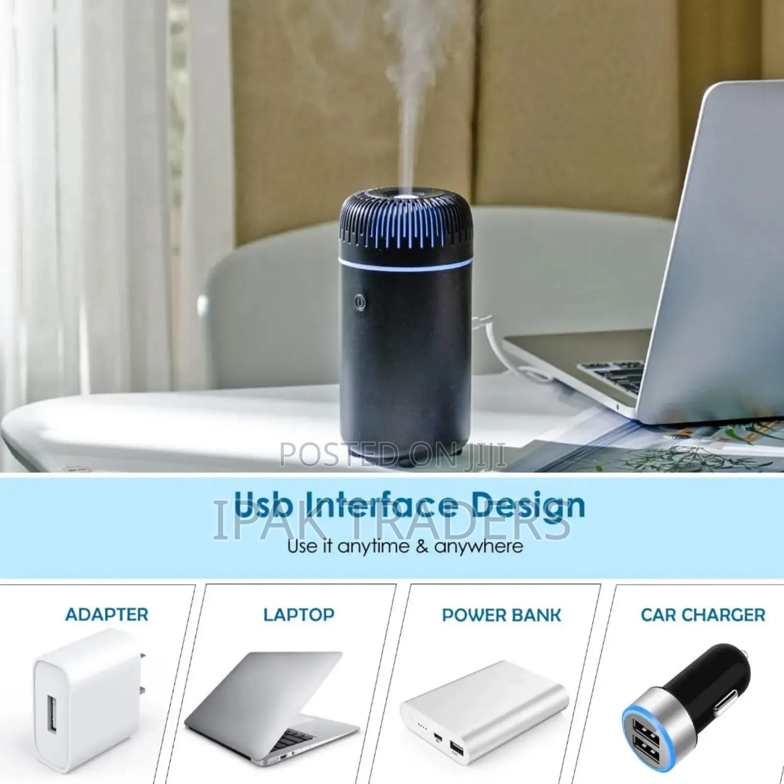 Portable Ultrasonic Humidifier/Diffuser Compact and Lightweight Design
