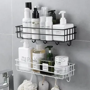  Sleek Metallic Storage Caddy With Hooks
 Modern Wire-Frame