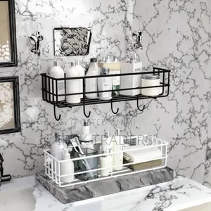  Sleek Metallic Storage Caddy With Hooks
 Modern Wire-Frame