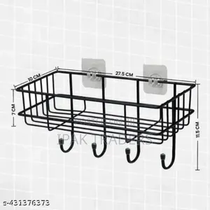  Sleek Metallic Storage Caddy With Hooks
 Modern Wire-Frame