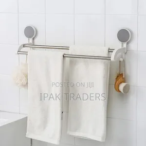 Double Self-Adhesive Towel Rack Dual Stainless Steel Rod